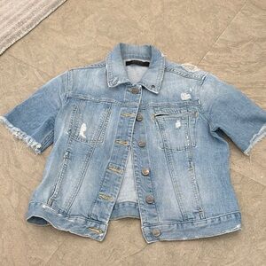 Distressed Light Blue Denim Jacket - Women